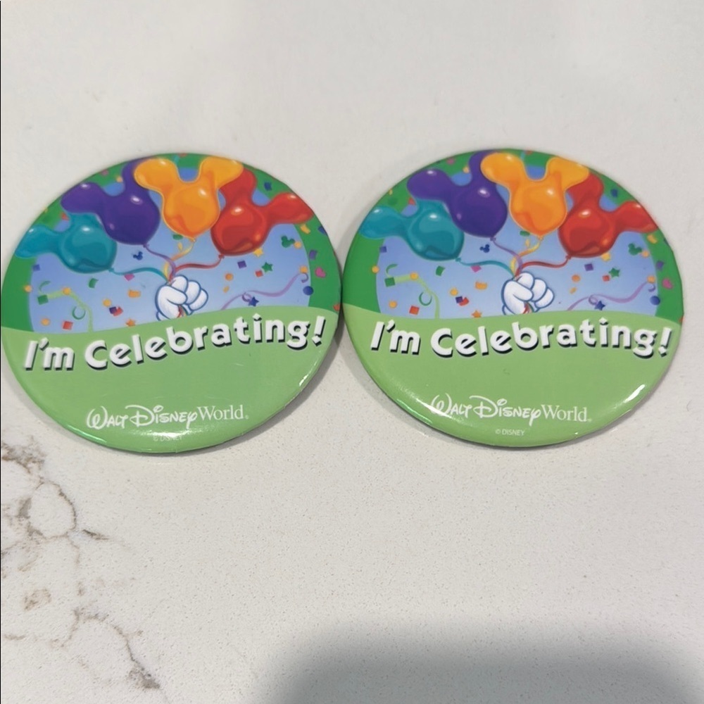 Disney World “I’m Celebrating” Buttons - Picture 1 of 2